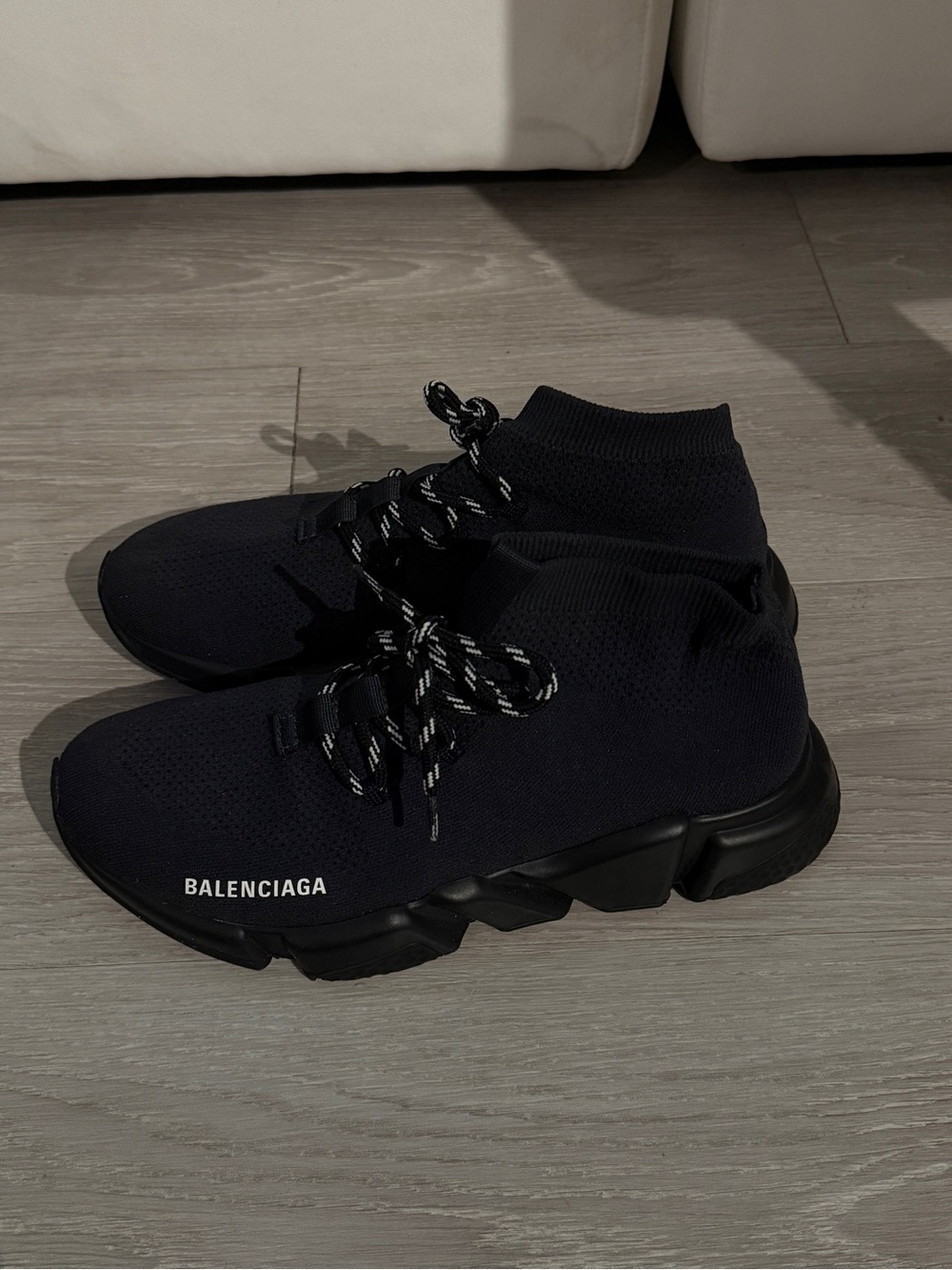 Balenciaga Men’s Black Knit Sock Sneakers with Contrast Laces